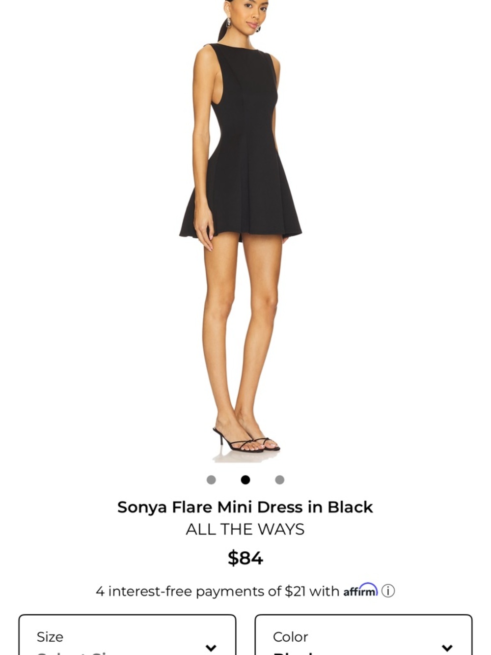 Revolve All The Ways Sonya Flared Black Mini Dress small NWT